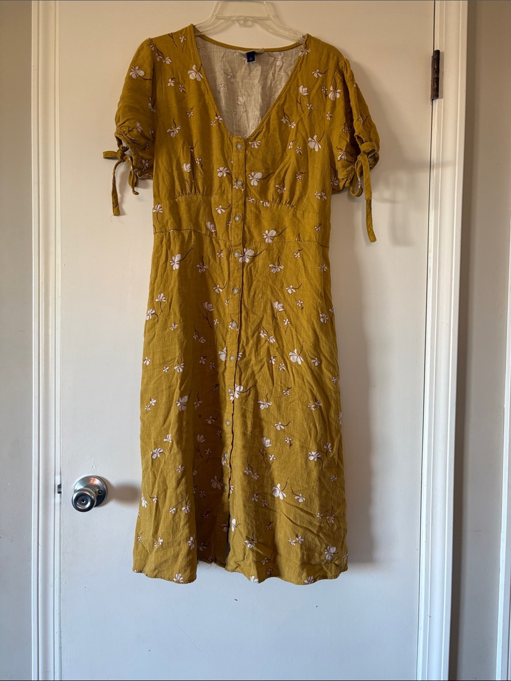 Universal Thread Mustard Floral Button-Down Midi Dress